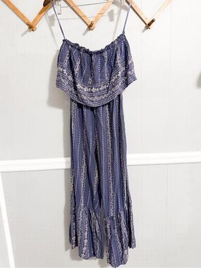 Japna Strapless Wide-Leg Jumpsuit in Navy